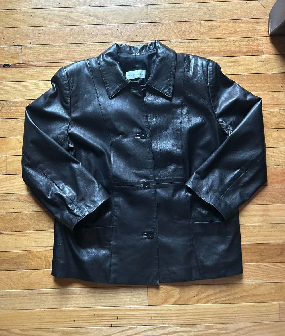 Vintage Vericci Black Leather Jacket - Size M